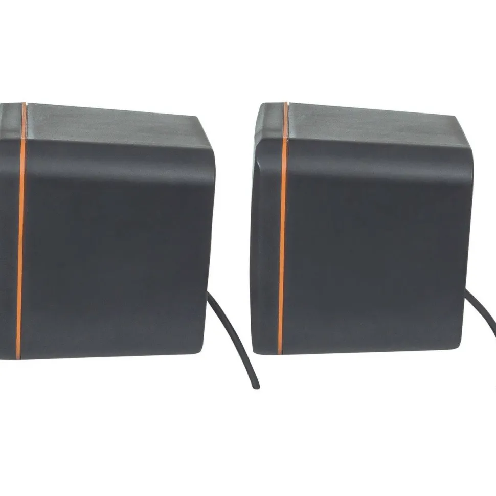 2600 Series Speaker System, Small Size, Big Sound, Two Speakers, Stereo, USB power, Output: 2x 3W, 3.5mm plug for sound, In-Line volume control, Cable 0.9m, Black, Three Year Warranty