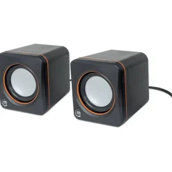2600 Series Speaker System, Small Size, Big Sound, Two Speakers, Stereo, USB power, Output: 2x 3W, 3.5mm plug for sound, In-Line volume control, Cable 0.9m, Black, Three Year Warranty