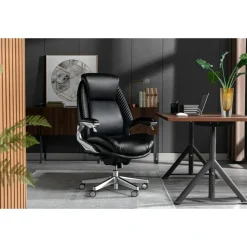 Serta iComfort i6000 Ergonomic Bonded Leather High-Back Executive Office Chair, Black/Silver