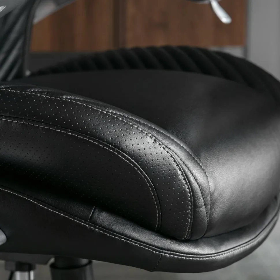 Serta iComfort i6000 Ergonomic Bonded Leather High-Back Executive Office Chair, Black/Silver