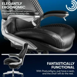 Serta iComfort i6000 Ergonomic Bonded Leather High-Back Executive Office Chair, Black/Silver