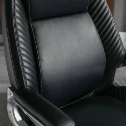 Serta iComfort i6000 Ergonomic Bonded Leather High-Back Executive Office Chair, Black/Silver