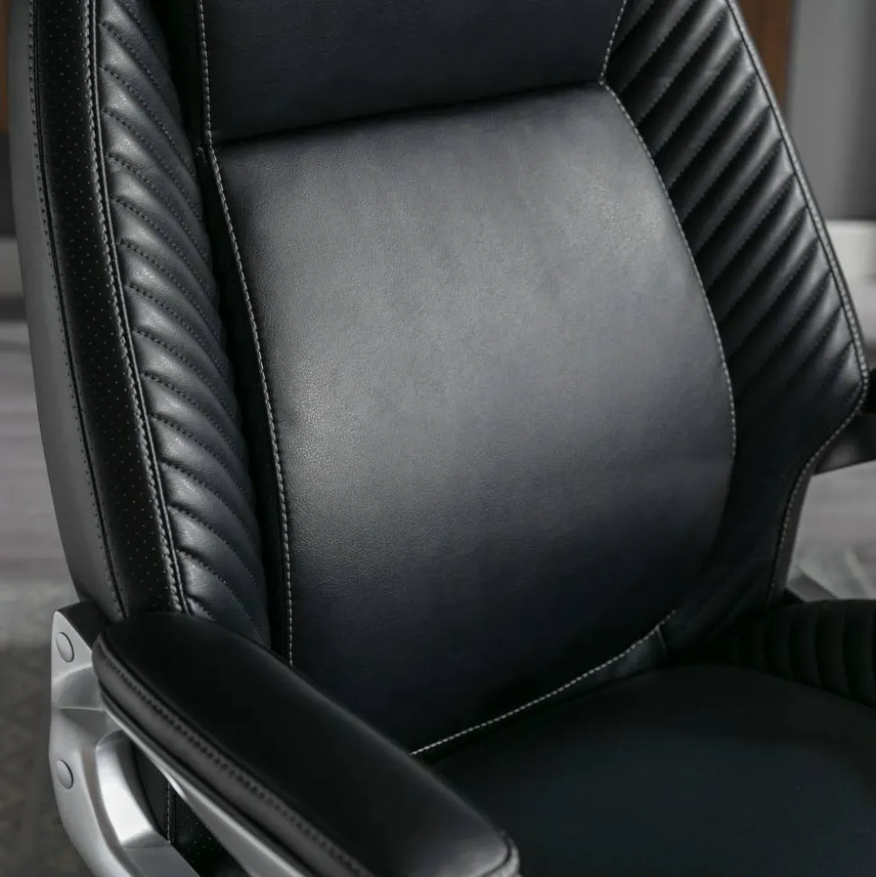 Serta iComfort i6000 Ergonomic Bonded Leather High-Back Executive Office Chair, Black/Silver