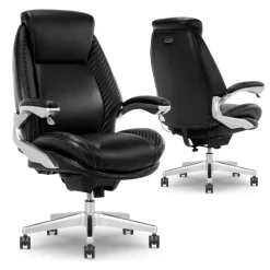 Serta iComfort i6000 Ergonomic Bonded Leather High-Back Executive Office Chair, Black/Silver
