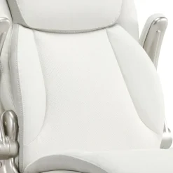 Serta Smart Layers Brinkley Ergonomic Bonded Leather High-Back Executive Office Chair, White/Silver
