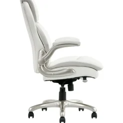 Serta Smart Layers Brinkley Ergonomic Bonded Leather High-Back Executive Office Chair, White/Silver