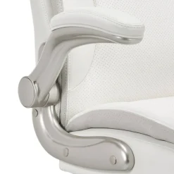 Serta Smart Layers Brinkley Ergonomic Bonded Leather High-Back Executive Office Chair, White/Silver