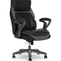 Serta SmartLayers Everett Big & Tall Ergonomic Vegan Leather High-Back Executive Office Chair, Black/Dark Gray, BIFMA Compliant