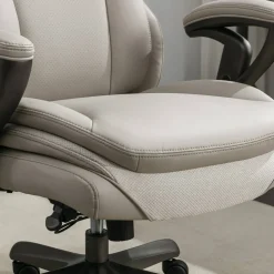 Serta SmartLayers Everett Big & Tall Ergonomic Vegan Leather High-Back Executive Office Chair, Taupe/Dark Gray, BIFMA Compliant