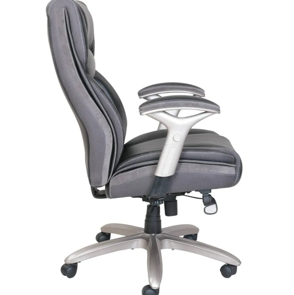 Serta Smart Layers Jennings Big & Tall Ergonomic Bonded Leather High-Back Executive Office Chair, Black/Slate