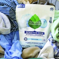 Seventh Generation Free & Clear Laundry Detergent Packs, Unscented, Pack Of 45