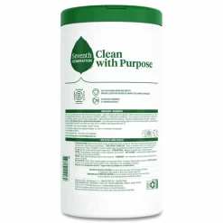 Seventh Generation Multi-Surface Wipes, 7 x 7, Lemon Zest, White, 70 Wipes/Canister, 6/Carton