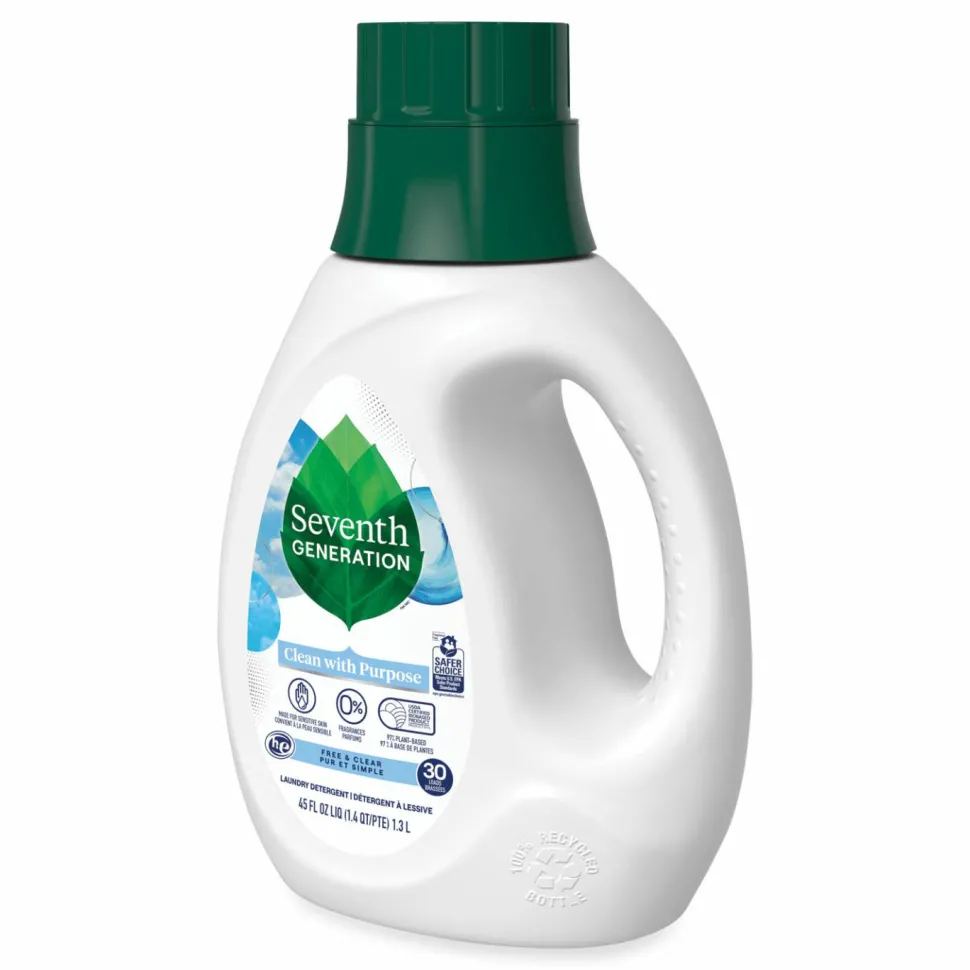 Seventh Generation Natural Liquid Laundry Detergent, Fragrance-Free, 45 oz Bottle, 6/Carton