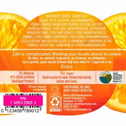 Seventh Generation Natural Liquid Hand Wash Soap, Mandarin Orange/Grapefruit Scent, 12 Oz Bottle