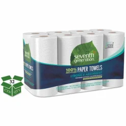 Seventh Generation 100% Recycled Paper Kitchen Towel Rolls, 2-Ply, 11 x 5.4, 156 Sheets/Rolls, 32 Rolls/Carton