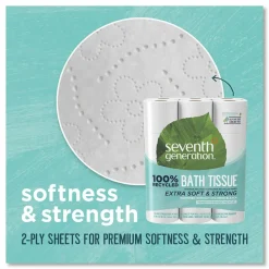 Seventh Generation 100% Recycled Bathroom Tissue, Septic Safe, 2-Ply, White, 240 Sheets/Roll, 24 Rolls/Pack