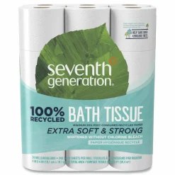 Seventh Generation 100% Recycled Bathroom Tissue, Septic Safe, 2-Ply, White, 240 Sheets/Roll, 24 Rolls/Pack