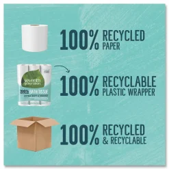 Seventh Generation 100% Recycled Bathroom Tissue, Septic Safe, 2-Ply, White, 240 Sheets/Roll, 24 Rolls/Pack