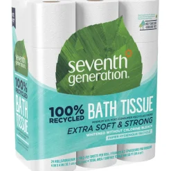 Seventh Generation 100% Recycled Bathroom Tissue, Septic Safe, 2-Ply, White, 240 Sheets/Roll, 24 Rolls/Pack