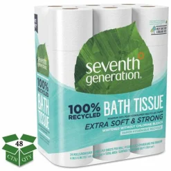Seventh Generation 100% Recycled Bathroom Tissue, Septic Safe, 2-Ply, White, 240 Sheets/Roll, 24 Rolls/Pack, 2 Packs/Carton