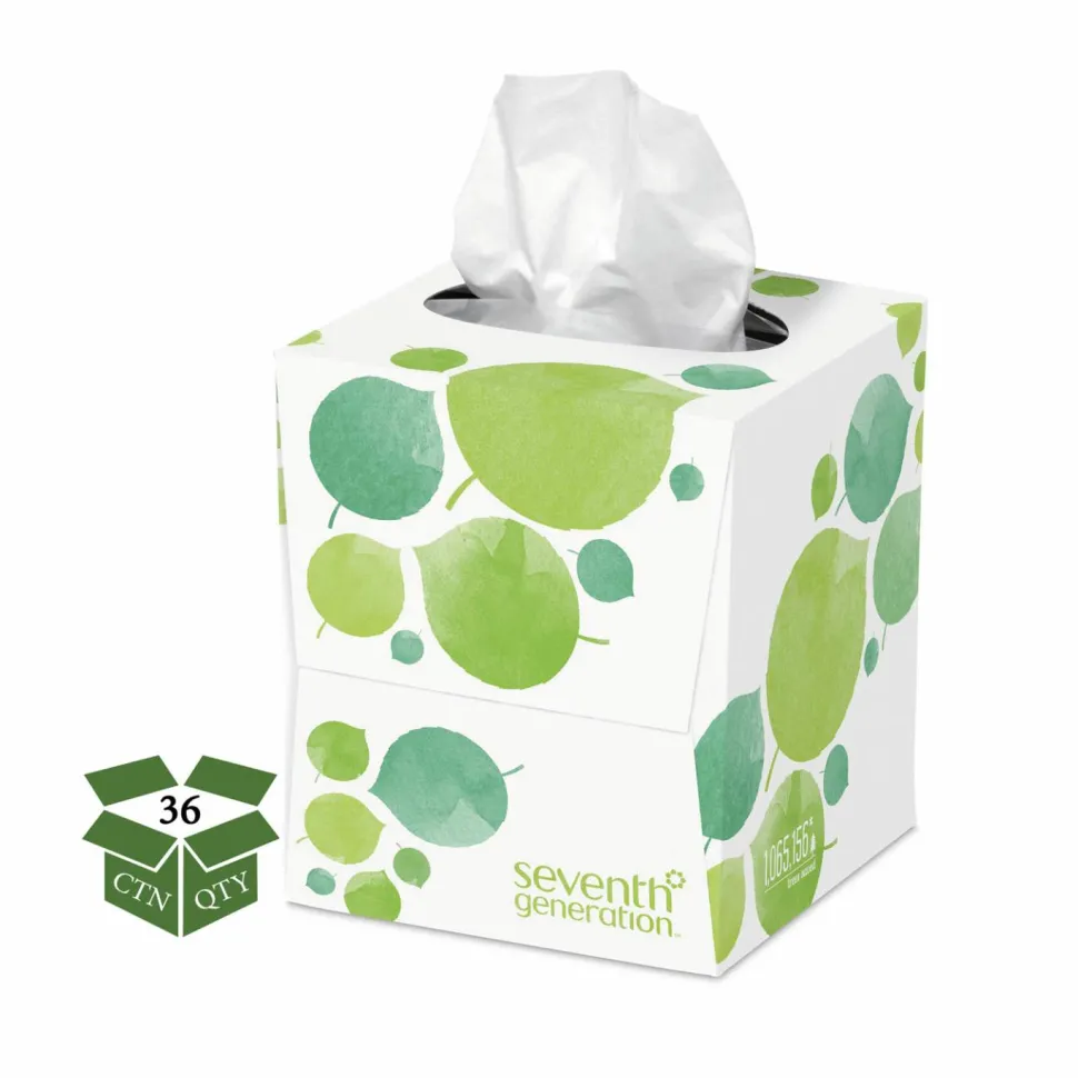 Seventh Generation 100% Recycled Facial Tissue, 2-Ply, White, 85 Sheets/Box, 36 Boxes/Carton