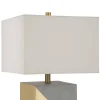 Severin 18.5" Tall Gold-Dipped Concrete Table Lamp with Fabric Shade in Gold and Concrete/White
