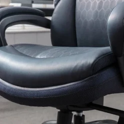 Shaquille O'Neal Maximos Big & Tall Ergonomic Vegan Leather High-Back Executive Office Chair, Blue/Silver, BIFMA Compliant