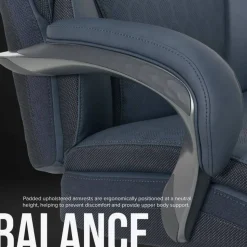 Shaquille O'Neal Maximos Big & Tall Ergonomic Vegan Leather High-Back Executive Office Chair, Blue/Silver, BIFMA Compliant