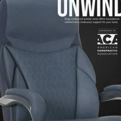 Shaquille O'Neal Maximos Big & Tall Ergonomic Vegan Leather High-Back Executive Office Chair, Blue/Silver, BIFMA Compliant