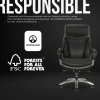 Shaquille O'Neal Maximos Big & Tall Ergonomic Vegan Leather High-Back Executive Office Chair, Black/Silver, BIFMA Compliant
