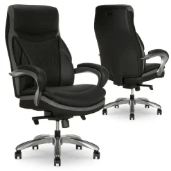 Shaquille O'Neal Maximos Big & Tall Ergonomic Vegan Leather High-Back Executive Office Chair, Black/Silver, BIFMA Compliant