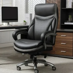 Shaquille O'Neal Maximos Big & Tall Ergonomic Vegan Leather High-Back Executive Office Chair, Black/Silver, BIFMA Compliant