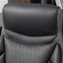 Shaquille O'Neal Maximos Big & Tall Ergonomic Vegan Leather High-Back Executive Office Chair, Black/Silver, BIFMA Compliant