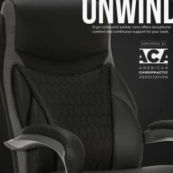 Shaquille O'Neal Maximos Big & Tall Ergonomic Vegan Leather High-Back Executive Office Chair, Black/Silver, BIFMA Compliant