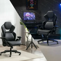 Shaquille O'Neal Sciron Big & Tall Ergonomic High-Back Vegan Leather Executive Gaming Office Chair, Black, BIFMA Compliant