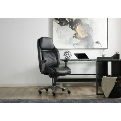 Shaquille O'Neal Zephyrus Ergonomic Bonded Leather High-Back Executive Office Chair, Black
