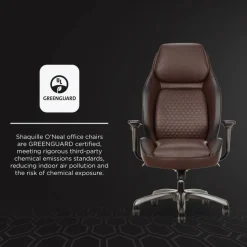 Shaquille O'Neal Zephyrus Ergonomic Bonded Leather High-Back Executive Office Chair, Walnut/Silver, BIFMA Compliant