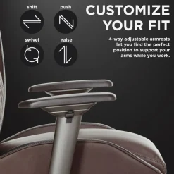 Shaquille O'Neal Zephyrus Ergonomic Bonded Leather High-Back Executive Office Chair, Walnut/Silver, BIFMA Compliant