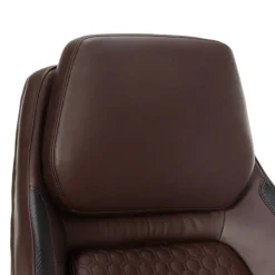 Shaquille O'Neal Zephyrus Ergonomic Bonded Leather High-Back Executive Office Chair, Walnut/Silver, BIFMA Compliant