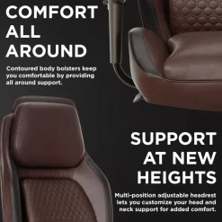 Shaquille O'Neal Zephyrus Ergonomic Bonded Leather High-Back Executive Office Chair, Walnut/Silver, BIFMA Compliant