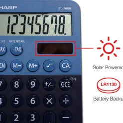 Sharp EL-760RBBL Handheld Calculator, 8-Digit LCD