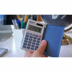 Sharp EL-243SB 8-Digit Pocket Calculator, Gray/Blue