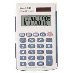 Sharp EL-243SB 8-Digit Pocket Calculator, Gray/Blue