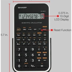 Sharp EL-501XBWH Scientific Calculator, 10-Digit LCD
