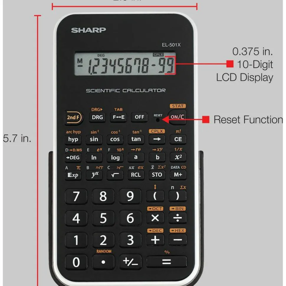 Sharp EL-501XBWH Scientific Calculator, 10-Digit LCD