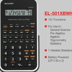 Sharp EL-501XBWH Scientific Calculator, 10-Digit LCD