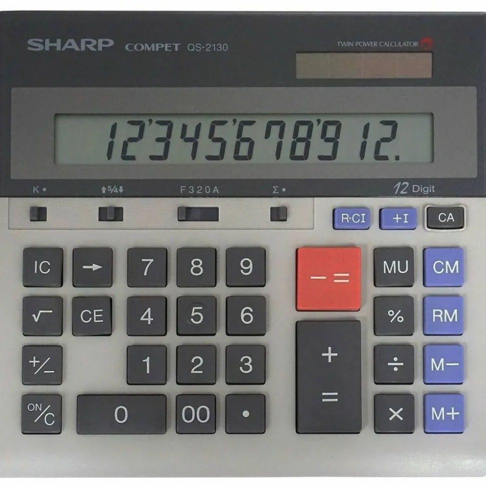 Sharp QS-2130 12-Digit Dual-Power Desktop Calculator