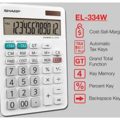 Sharp White Series Desktop Calculator, EL-334WB