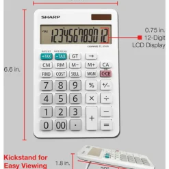 Sharp White Series Desktop Calculator, EL-334WB