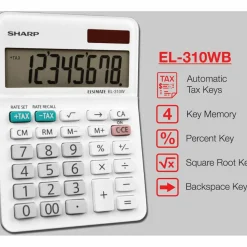 Sharp White Series Desktop Calculator, EL-310WB